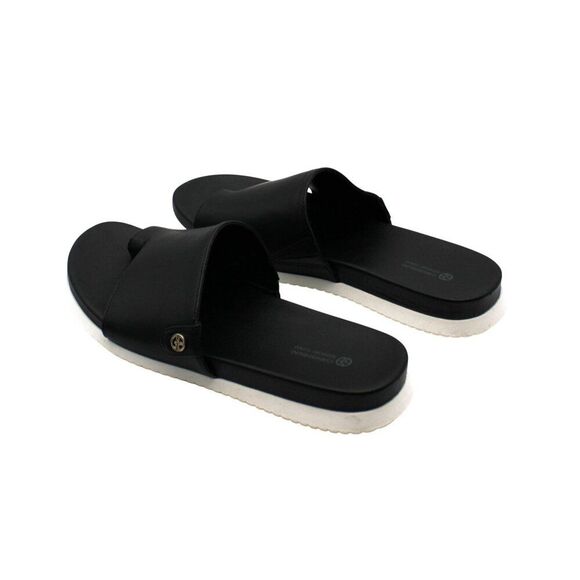 Cristeena Womens Faux Leather Embellished Slide Sandals - Picture 8 of 8